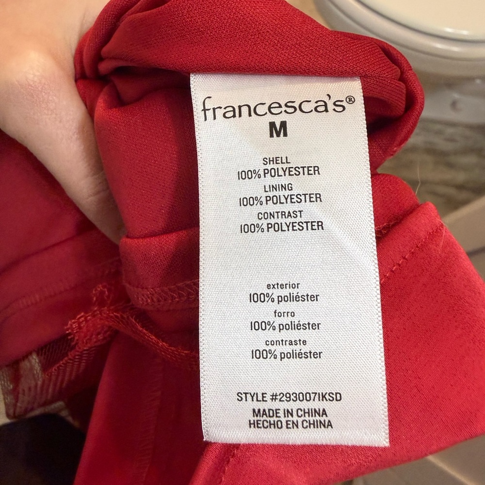 NWT Francesca's Collections Helena Red Satin Corset V-Neck Mini Dress - Picture 7 of 8